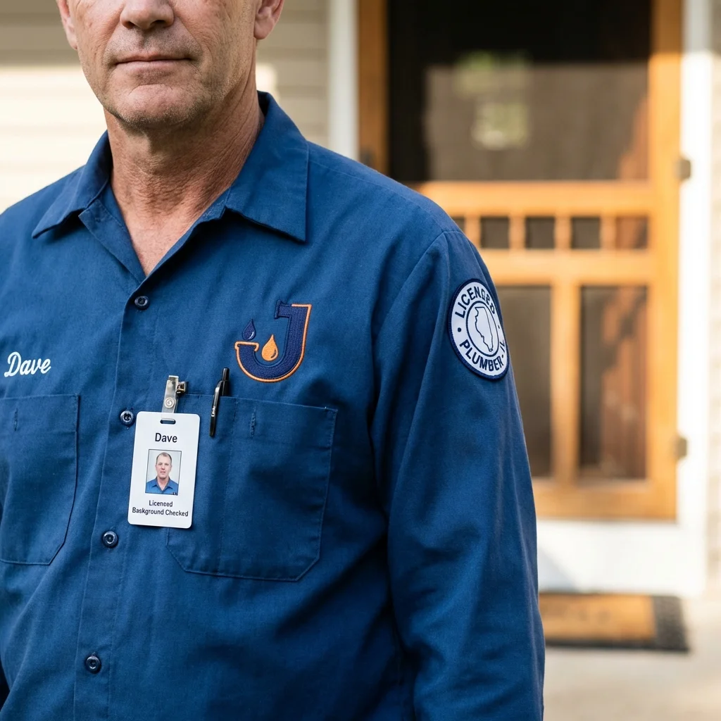 Licensed plumber showing ID badge in Oxford, KS